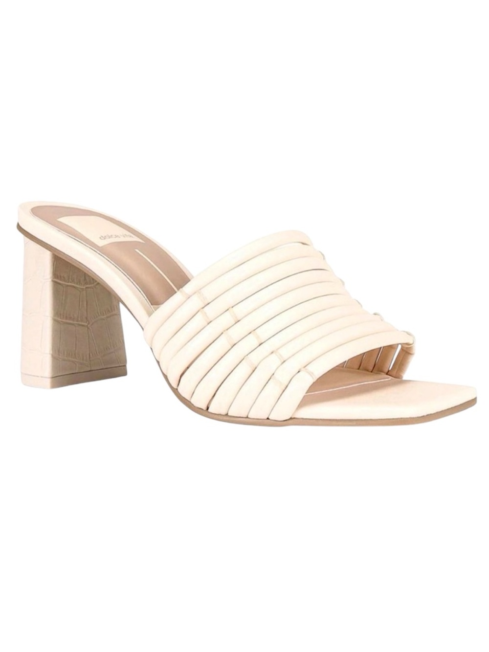Dolce Vita Sandals Women’s Size 9 Square Toe Block Heel Priana Cream Croco NWOB